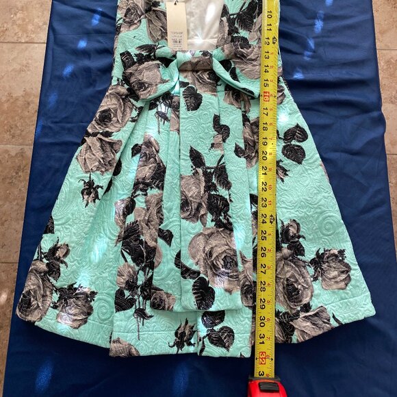 Topshop Mint Green Embossed Floral Print Fit And Flare Backless Dress Size 2 - Picture 4 of 9